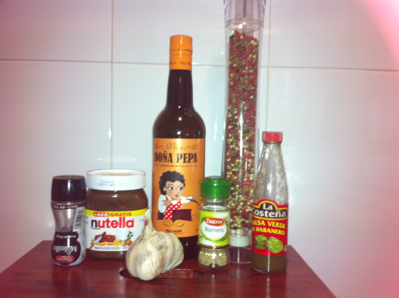 Ingredientes para conejo con Nuetlla y chile